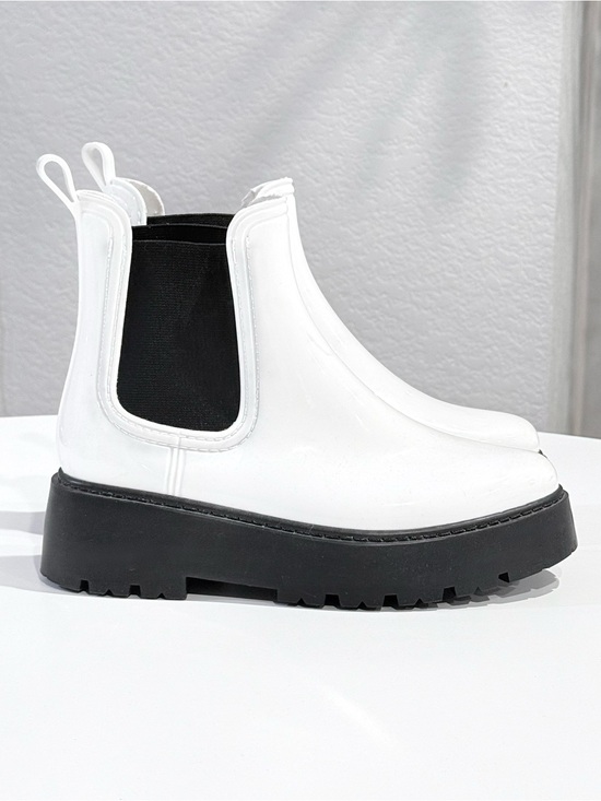 ASOS Shoes - ASOS White Platform Plastic Chelsea Boots Size 8